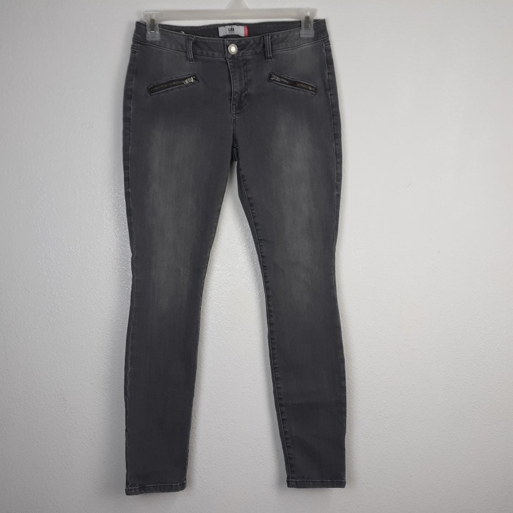 Cabi Women's Skinny Jeans Size 8 Stretch Gray Denim Zipper Accents Style 5167